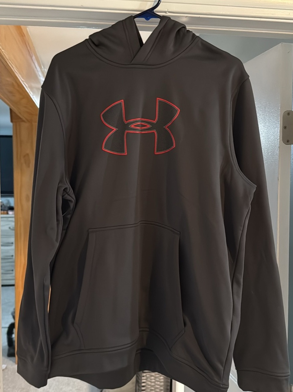 Under Armour Black Hoodie with Red-Outlined Logo